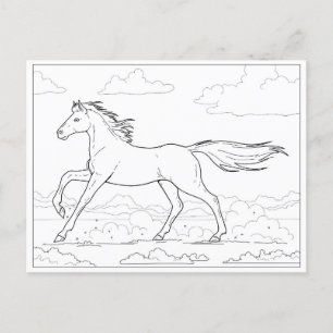 Färga Horse Gallop Vykort