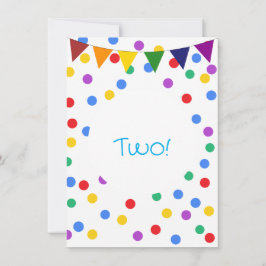 Färga konfetti-punkter och bubblor 2:a födelsedage inbjudningar