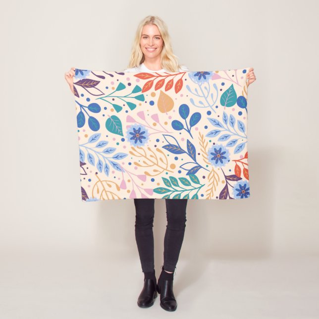 Färga Löv Modern Foliage Mönster Fleecefilt (På plats)