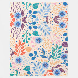 Färga Löv Modern Foliage Mönster Fleecefilt