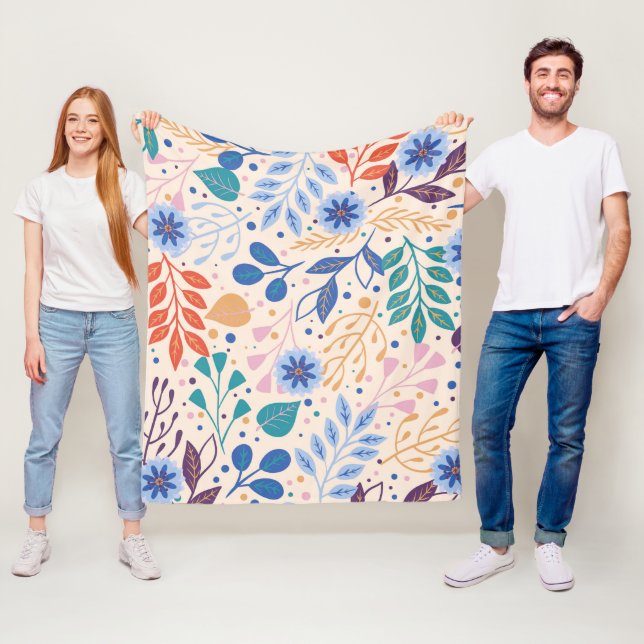 Färga Löv Modern Foliage Mönster Fleecefilt (På plats)