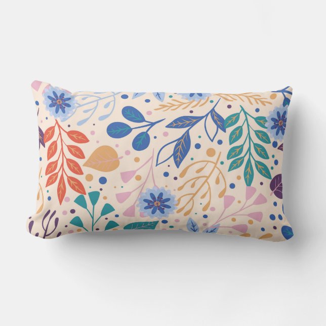 Färga Löv Modern Foliage Mönster Lumbarkudde (Framsida)