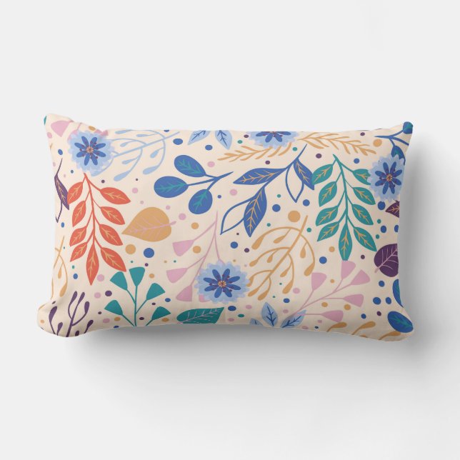 Färga Löv Modern Foliage Mönster Lumbarkudde (Framsida)