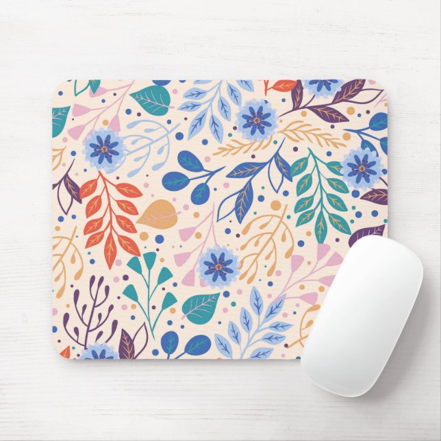 Färga Löv Modern Foliage Mönster Musmatta (Med mus)