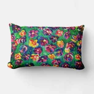 Färga Lycklig Little Flowers Original Artwork Lumbarkudde