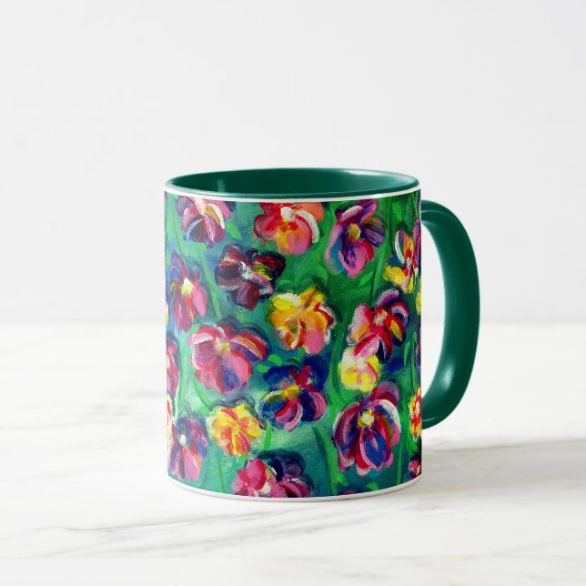 Färga Lycklig Little Flowers Original Artwork Mugg (Framsida höger)