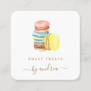 Färga makaroner Qr-kod Social Media Bakery Cute Fyrkantigt Visitkort