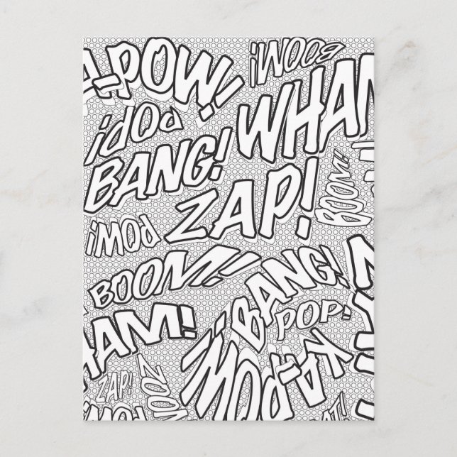 Färga Mig Rolig Retro Tecknad Bok Pop Art Vykort (Framsida)