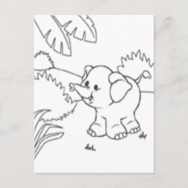 Färga mig vykortet - elefant vykort (Framsida)