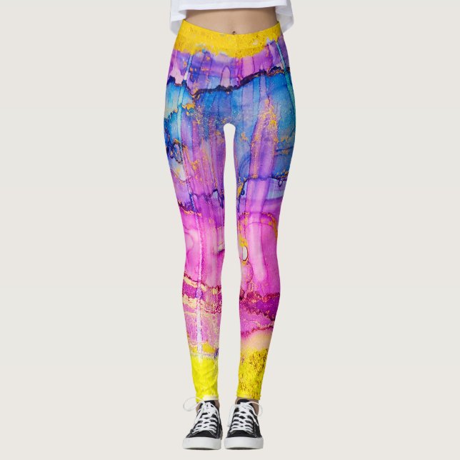 Färga moln makro, bläck stänk. leggings (Framsida)