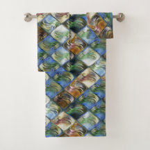 Färga och polerade plattor av trä eller sten