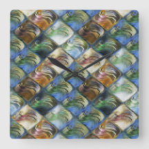 Färga och polerade plattor av trä eller sten