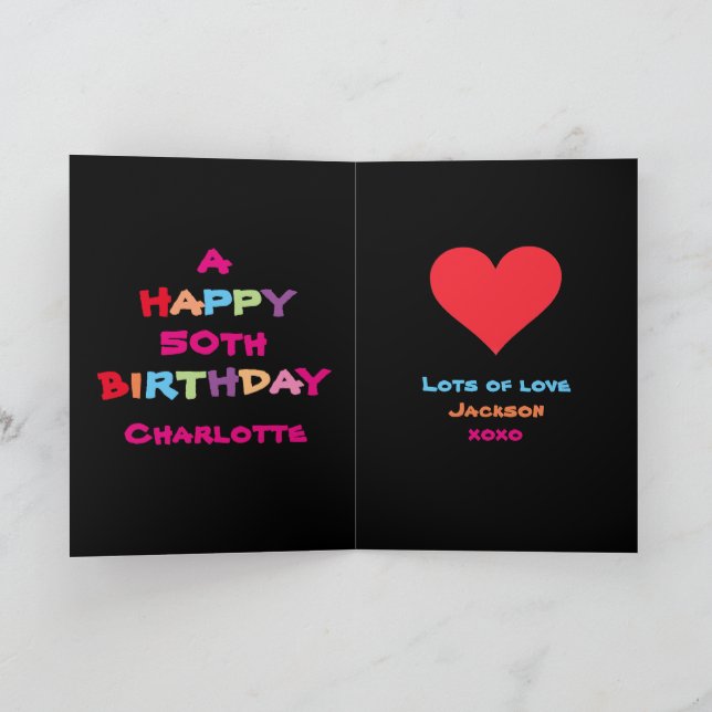 Färga och Roligt egna namn och Data Grattis på föd Kort (Inuti)