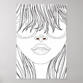 Färga Page Beach Girl Poster