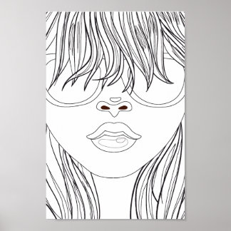 Färga Page Beach Girl Poster