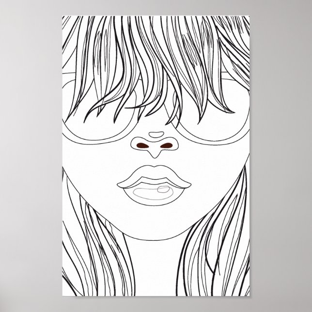 Färga Page Beach Girl Poster (Framsidan)