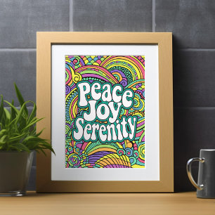 Färga Page Peace Joy Serenity Abstrakt Mönster Julkort