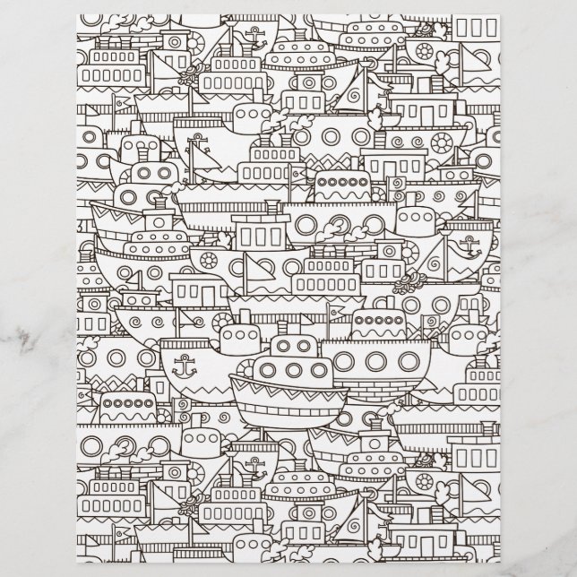 Färga Papper för Page Busy Boatyard-skrapbok (Framsida)