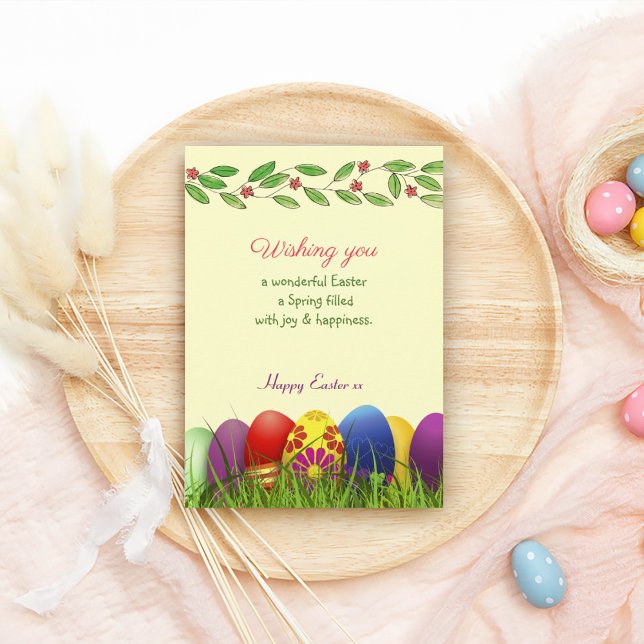 Färga Påskägg med ett Helgdag-kort för gräs Tack Kort (Skapare uppladdad)