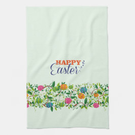 Färga Påskägg och blommor Mönster Kökshandduk
