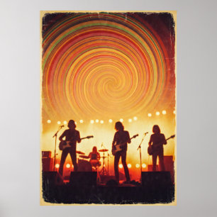Färga Psychedelic 70-tal Poster - Groovy Music Fes