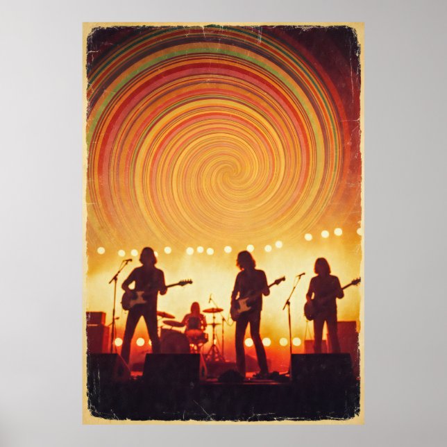 Färga Psychedelic 70-tal Poster - Groovy Music Fes (Framsidan)