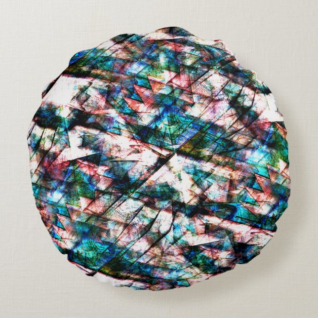 Färga repor och fläckar med stark kontrast rund kudde (Baksidan)