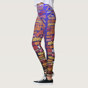 Färga resor på många språk Ord Cloud Leggings