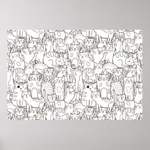 Färga sidkattens Meow-skrapbok Papper Poster
