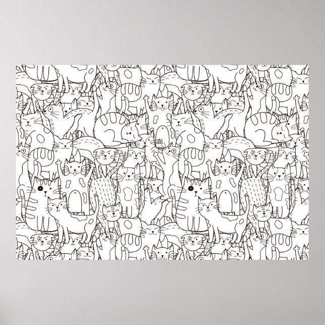 Färga sidkattens Meow-skrapbok Papper Poster (Framsidan)
