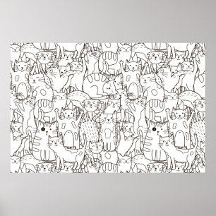Färga sidkattens Meow-skrapbok Papper Poster