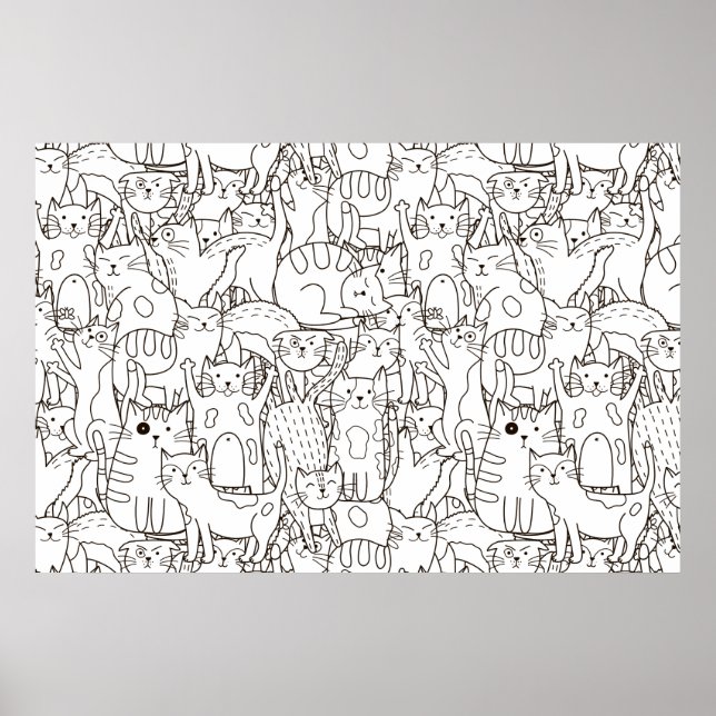 Färga sidkattens Meow-skrapbok Papper Poster (Framsidan)