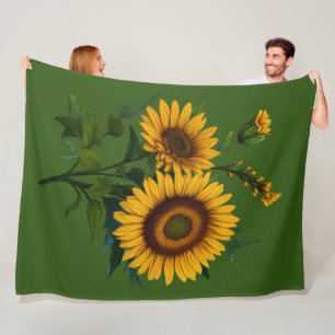 Färga solrosblomma i Färg Ull Fleecefilt