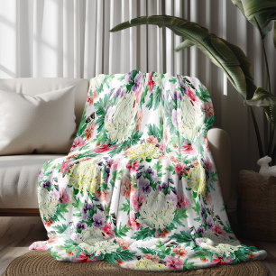 Färga sommarblommor mönster fleecefilt