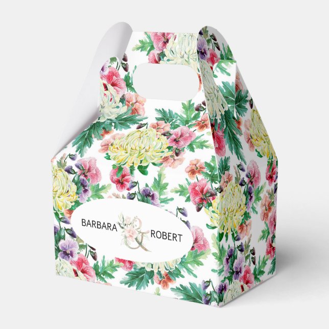 Färga sommarblommor mönster presentaskar (Baksidan Sidan)