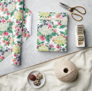 Färga sommarblommor mönster presentpapper