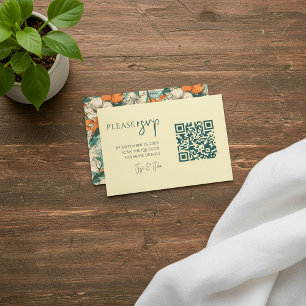 Färga sommarblommor QR-kod, Bröllop OSA Tilläggskort