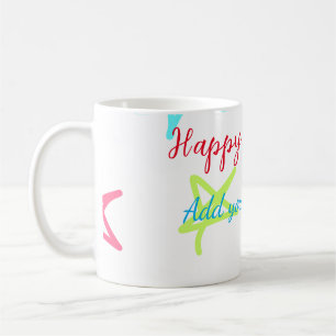 Färga stjärnor grattis på födelsedagen lägger till kaffemugg