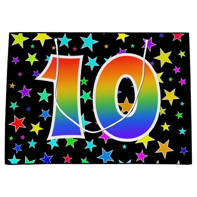 Färga stjärnor + regnbåge Mönster "10" Händelsenum (Framsidan)