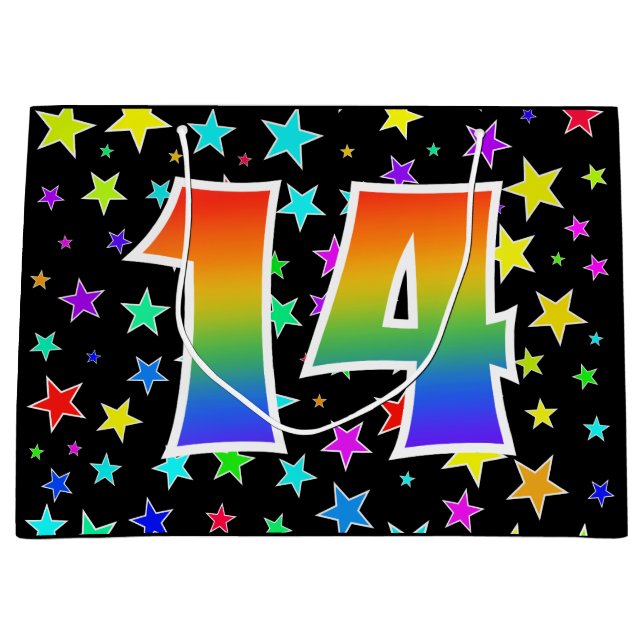 Färga stjärnor + regnbåge Mönster "14" Händelsenum (Framsidan)