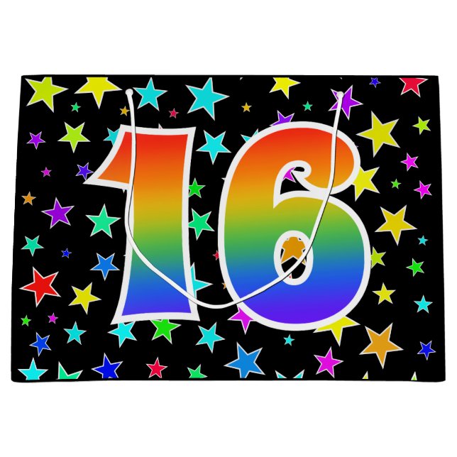 Färga stjärnor + regnbåge Mönster "16" Händelsenum (Framsidan)