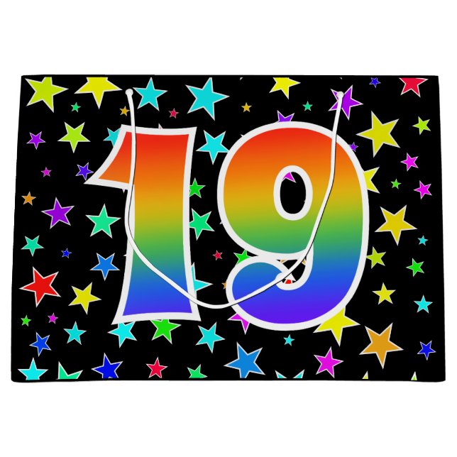 Färga stjärnor + regnbåge Mönster "19" Händelsenum (Framsidan)