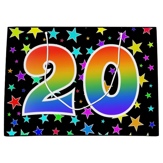 Färga stjärnor + regnbåge Mönster "20" händelsenum (Framsidan)