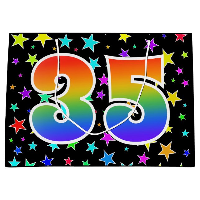 Färga stjärnor + regnbåge Mönster "35" händelsenum (Framsidan)