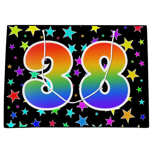 Färga stjärnor + regnbåge Mönster "38" händelsenum (Framsidan)