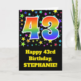 Färga stjärnor + regnbåge Mönster "43" födelsedags Kort