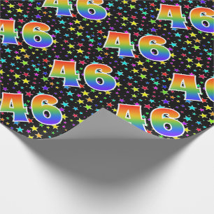 Färga stjärnor + regnbåge Mönster "46" Händelsenum Presentpapper