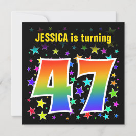 Färga stjärnor + regnbåge Mönster "47" födelsedags Inbjudningar