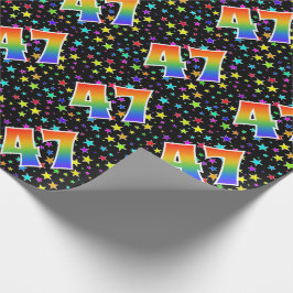 Färga stjärnor + regnbåge Mönster "47" Händelsenum Presentpapper