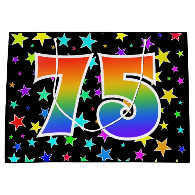 Färga stjärnor + regnbåge Mönster "75", händelsenu (Framsidan)